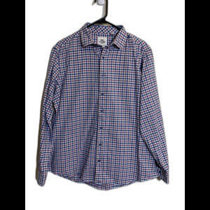 Ben Sherman Shirt Long Sleeve Men 16 1/2 34-35 Plaid Button Up Slim Fit Stretch